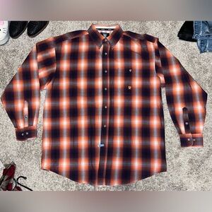 Wrangler 20X Plaid Long Sleeve Button Up Western Shirt Size XL